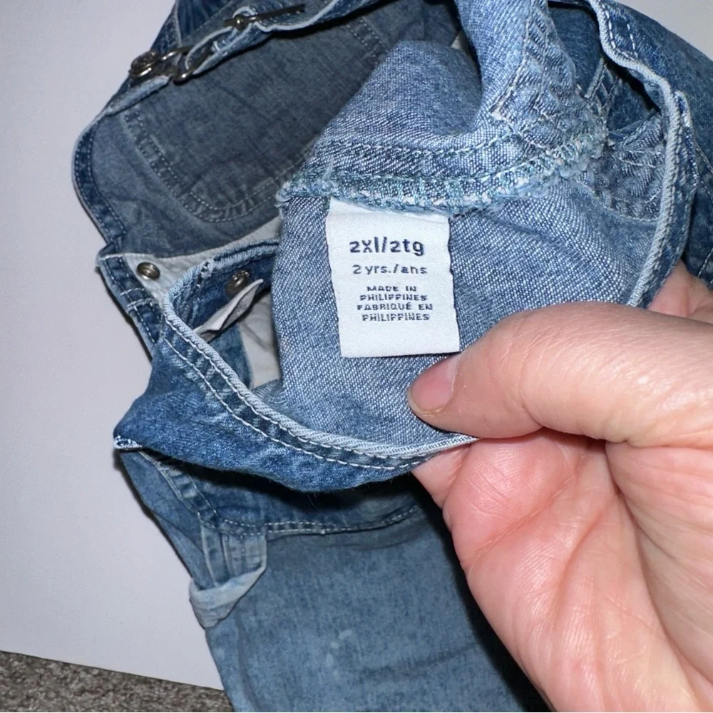 VTG Y2K Baby Gap Light Denim Shortalls Cargo Overalls Adjustable Straps 2T